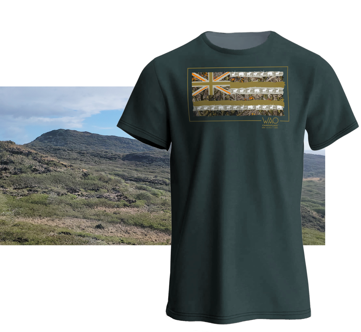 Wao Camouflage™ Hawaiian Gameflag Tee – Wao Camouflage Co.
