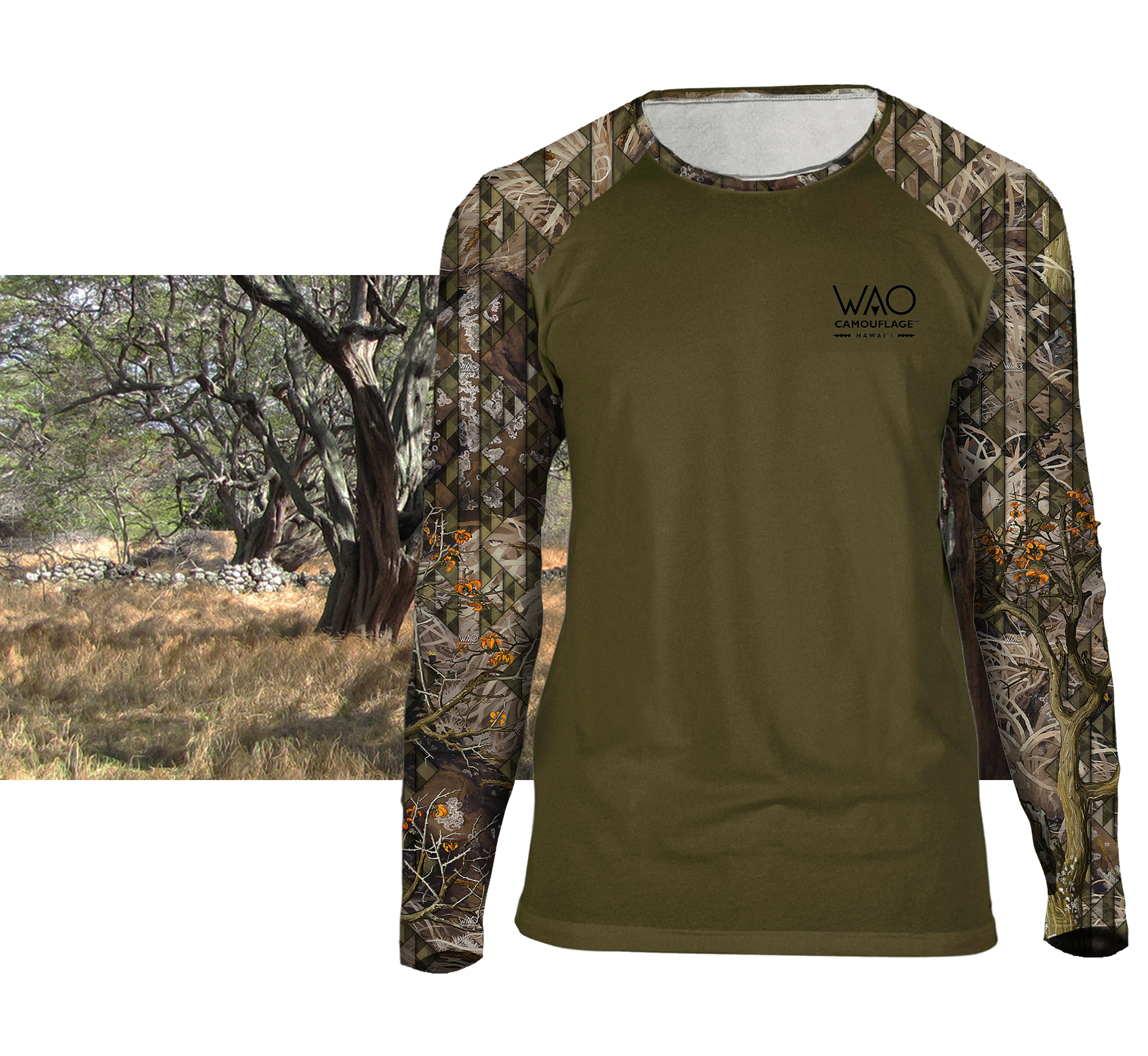 Wao Camouflage™ Longsleeve Shirt in 'Ōma'ohaku (Olivine